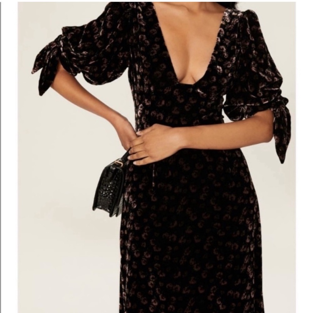 Sea New York Valerie Black Floral Velvet Tie Back Maxi Dress 4